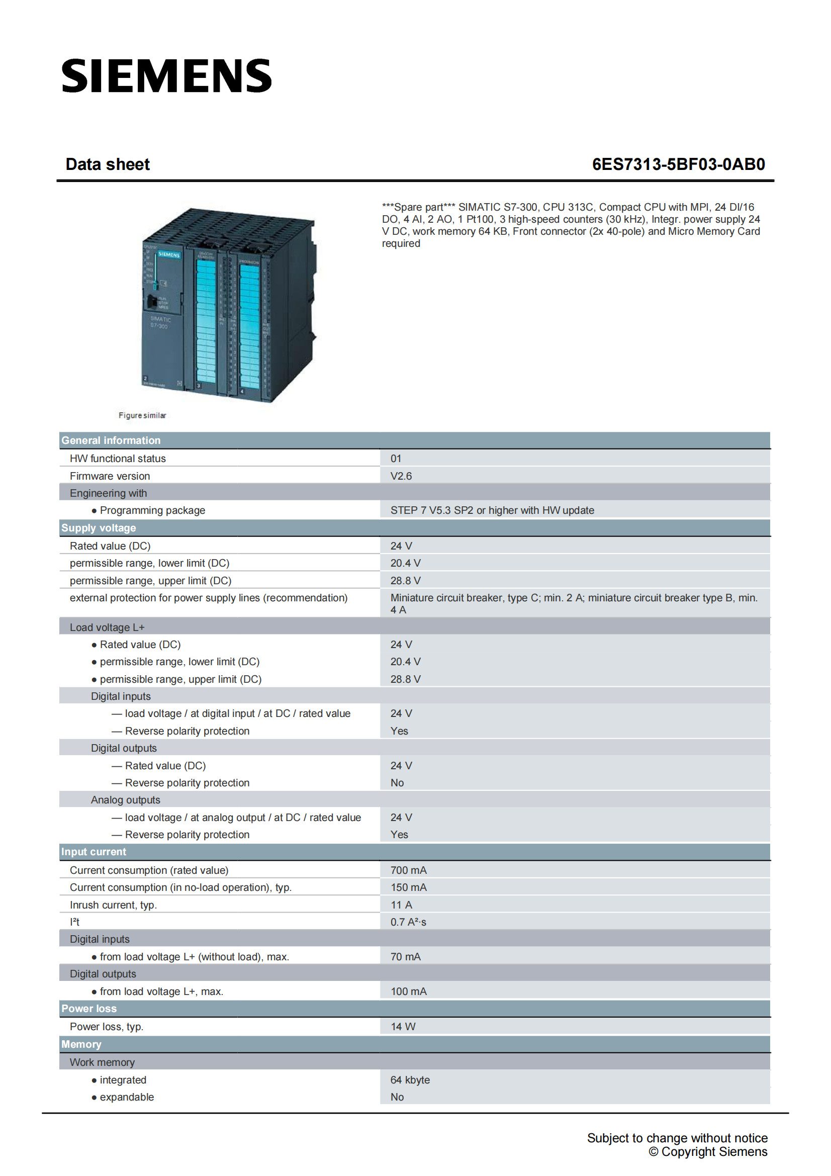 6ES7313-5BF03-0AB0 Siemens SIMATIC S7-300 CPU 312 CPU With MPI Original PLC Supplier