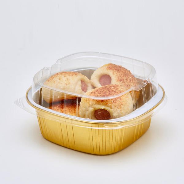 Quality 500ml Foil Food Container Disposable Takeout Pans With Clear Lids For Cooking Baking for sale