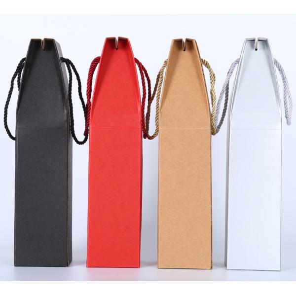 UV Coating 2 Ply Wine Bottle Paper Bags With Cut Out Windows wine bottle drawstring fabric bag packaging