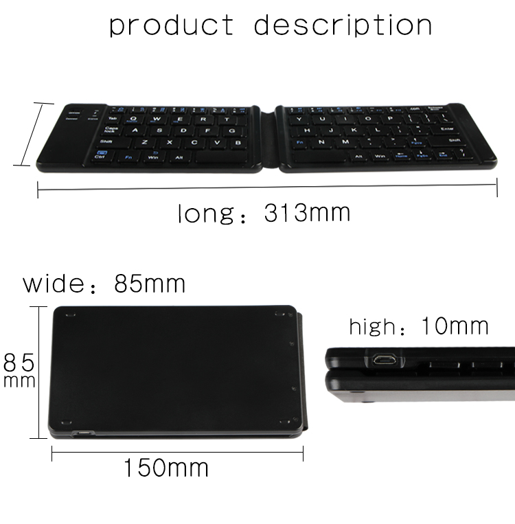Wireless Folding Bluetooth Keyboard , Ultra Slim Bluetooth Keyboard 78 Keys