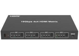 China Micro USB 18Gbps 4x4 Matrix HDMI Switcher IR Receiver on sale