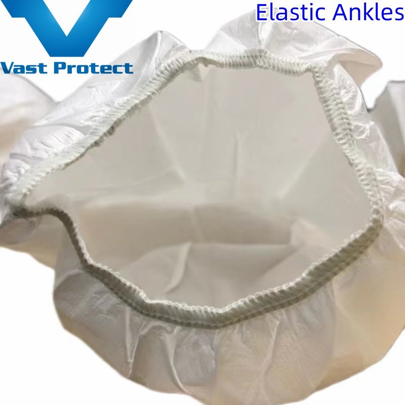 Type 5/6 Disposable White Breathable Anti-Static Soft Microporous Protective Coverall