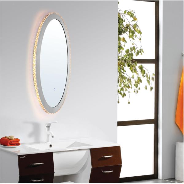 Oval Smart Tocuch Switch LED Strip Mirror For Cosmetic Round Illuminated Bathroom Mirror