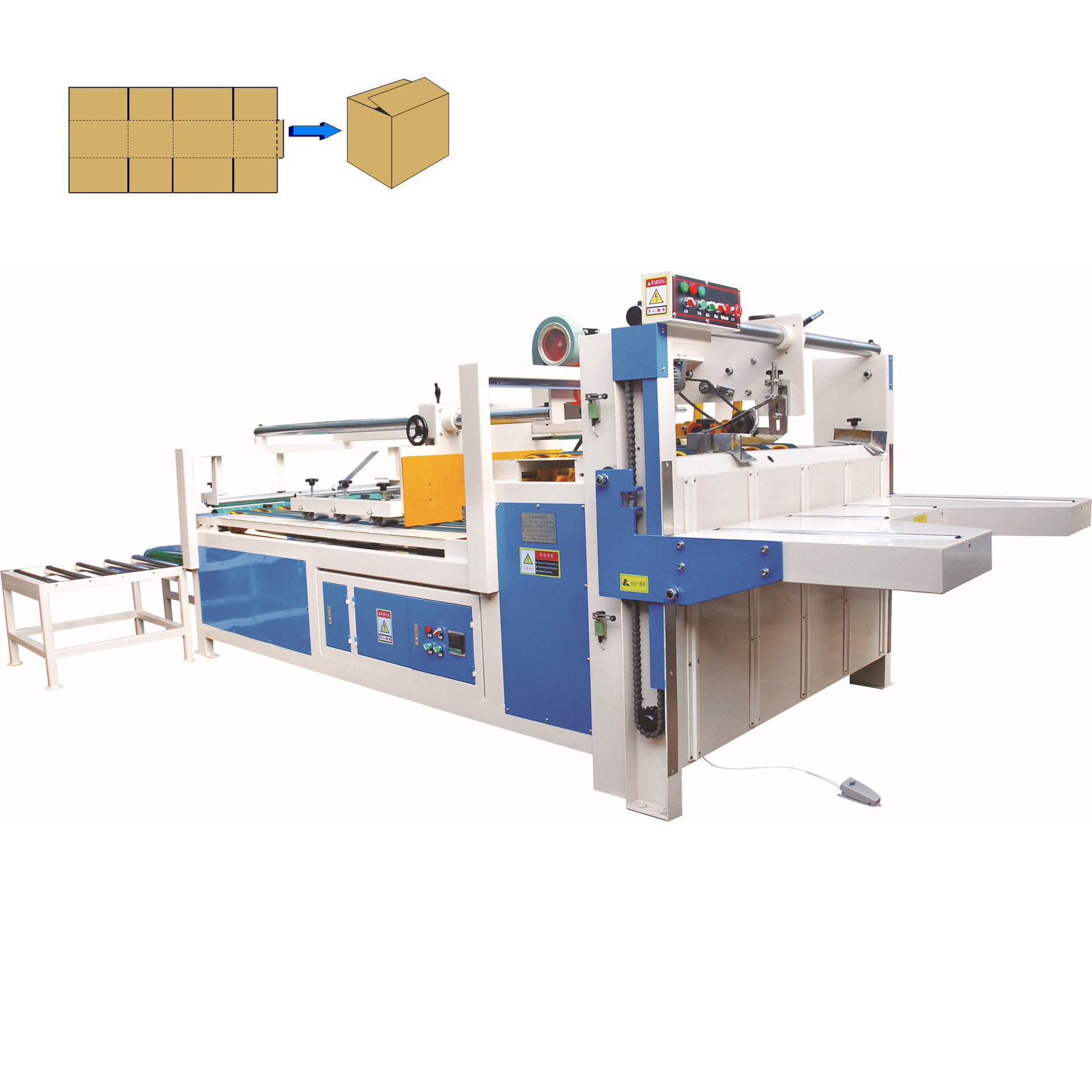 Corrugated Box Semi Automatic Folder Gluer , Folder And Gluer Machine