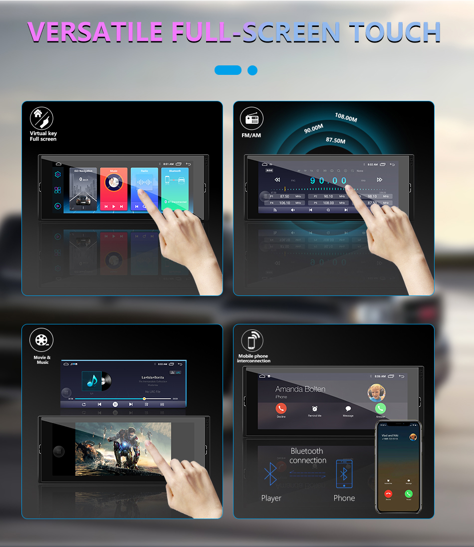 Android OS Android 10 MP5 Player 6.86 IPS Touch Screen GPS Wifi Rear Camera Car DVD Radio