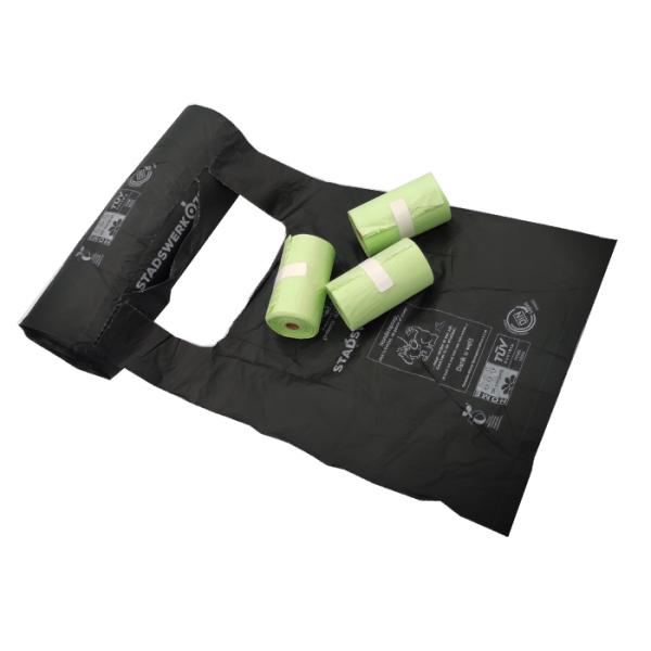 Corn Starch ISO9001 Biodegradable and Compostable Bags Dog Poop Bags With Handles