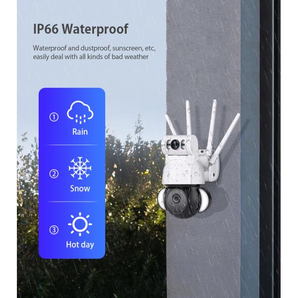 Dual Lens IP65 Outdoor Waterproof Security Camera With Floodlight Wide Angle