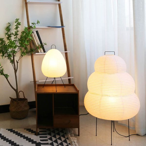 Noguchi Rice Paper Table lights Japanese Paper Lantern Standing Table Lamp Eye-Protection Bedside Lamp(WH-MTB-251)