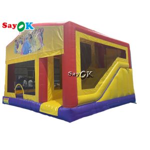 Princess Print Themed Inflatable Bounce Slide With Ball Pit Pool