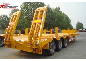 45 - 100 Tons Lowboy Drop Deck Trailer , 3.5 Bolted King Pin Low Flatbed Trailer