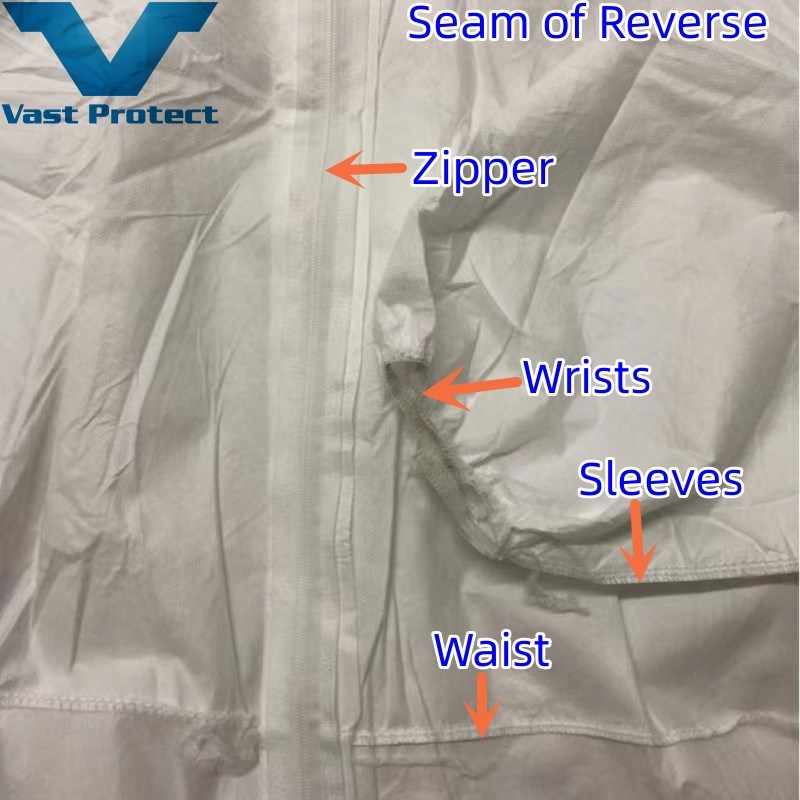 Type 5/6 Disposable White Breathable Anti-Static Soft Microporous Protective Coverall