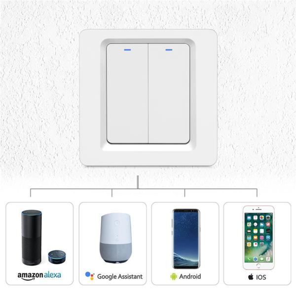 Quality Bingoelec EU UK Standard WIFI Button Switch 2 Gang 1 Way Mechanical Switch for sale