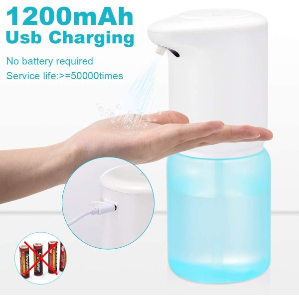 4.5W Auto Spray Soap Dispenser 1200mAh Rechargable Plastic Mist Spray Bottle