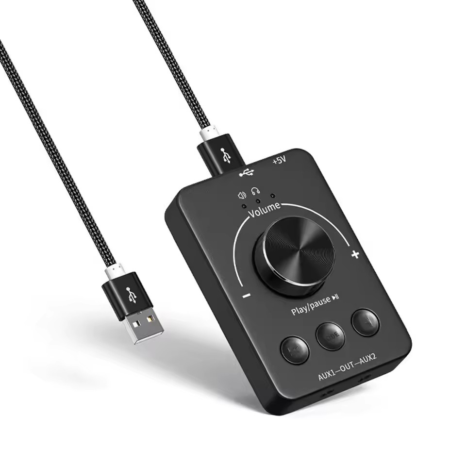 Sound Controller USB Computer Speaker Volume Control Knob Adjustment Bluetooth 5.1 With Play Pause Skip Mute 3 Modes
