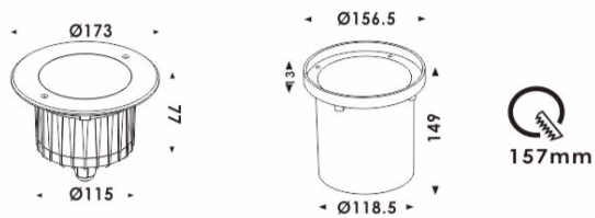 173mm Diameter LED Underground Light With RGB Color / LED Well Light