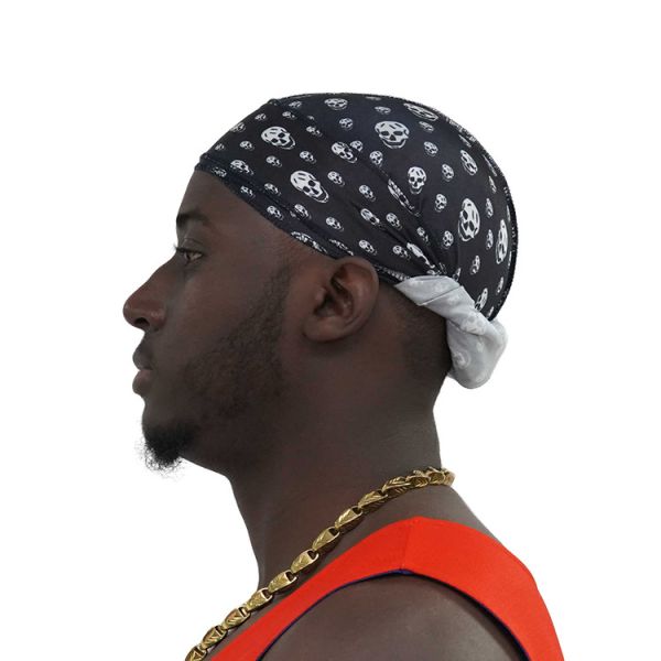 Wholesale Silk Satin Designer Silky Polyester Logo Custom Wave Cap Bonnet Durag