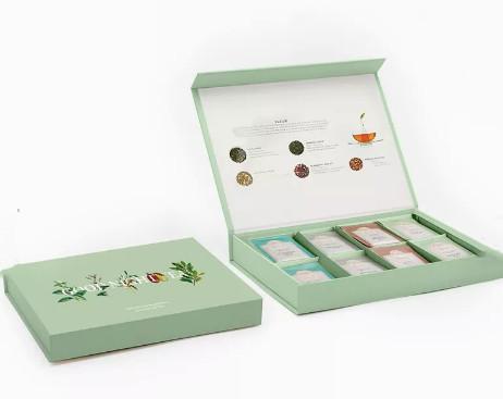 Quality Portable Paper Tea Boxes 4C UV Lamination Embossing Surface Finish for sale