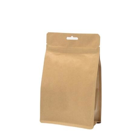 Food Grade Moisture Proof Resealable 1Kg Customized Brown Packaging Paper Flour Bags With Zipper Tear Notch