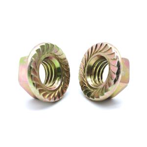 China M5-M20 DIN 6923 Carbon Steel Flange Nuts Yellow Zinc Steel Grade 8 Serrated Hex Flange Nuts on sale