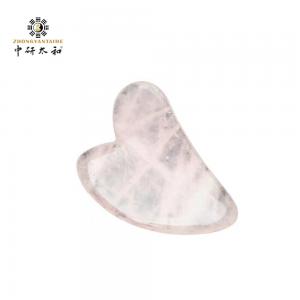 China Heart Shaped Scraping Massage Tool Rose Quartz Pink Jade Stone on sale