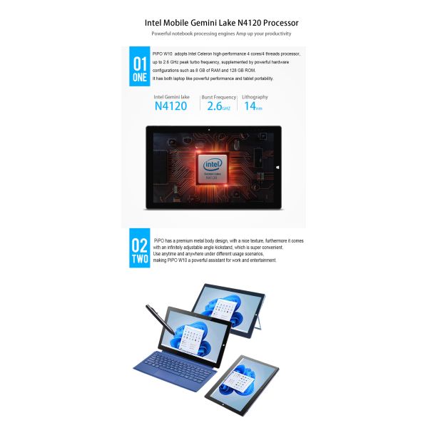 Windows 11 Touchscreen 2 In 1 Laptop Tablet With Pen Detachable Keyboard