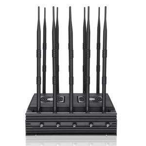 China Powerful 10 antennas jammer blocks 2G, 3G, 4G,5G and WIFI signals with an output power of 84W ,coverag range up to 100m on sale