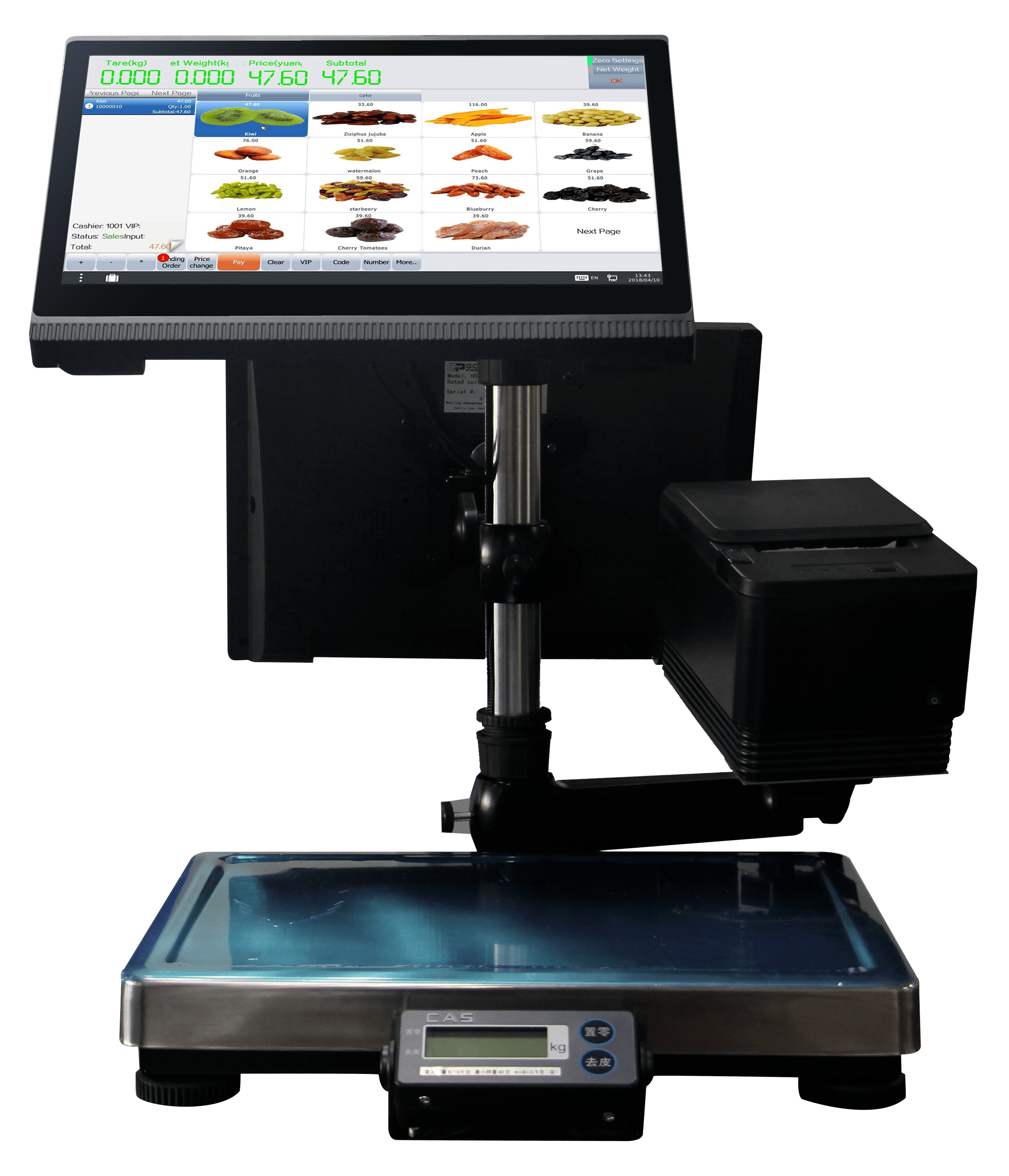 15/15.6 Inch Touch Screen Cash Register with Weighing Scale 80mm Receipt Printer and 15/15.6" Display