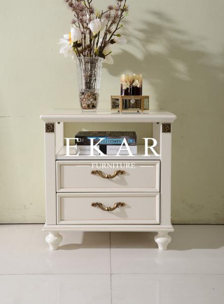 Quality classic white nightstand with 2 drawers bedsides table for sale