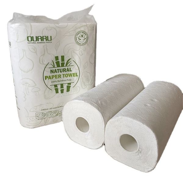 Customized reusable virgin bamboo pulp absorbent kitchen hand tissue towel paper roll