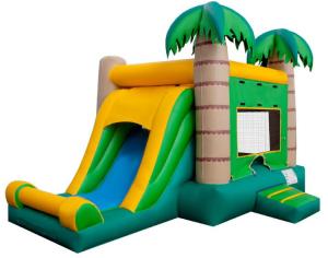 Buy cheap Palm Tree Inflatable Bounce House With Slide Comfortable Strong Fire Retardant product