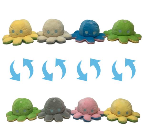 Quality 3.94IN 10CM Educational Plush Toys Mood Changing Reversible Octopus Plush Toy for sale