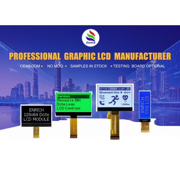 128x64 Graphic LCD Display Module with 6 0'clock Viewing Angle 1/64 Duty and 1/9 Bias