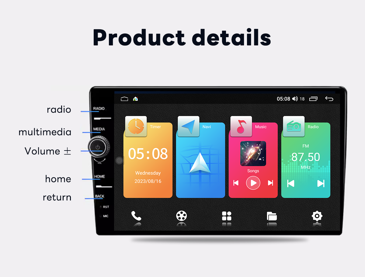 Universal 9inch 2DIN Android12 Car Multimedia Player with Stereo GPS Navigation DVD Video Carplay