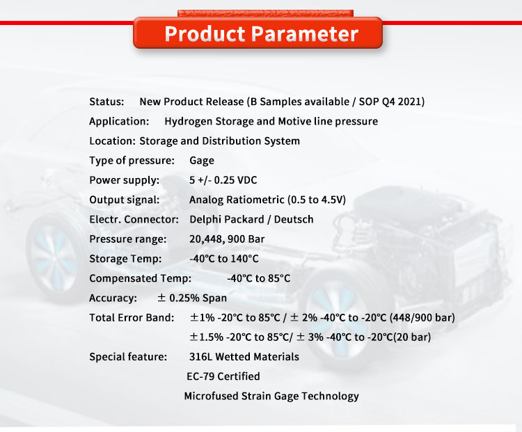 Customized Pressure Sensors For Hydrogen Mobility And Storage UBM71H2Y EC-79 TE