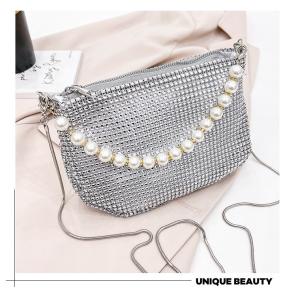 New pearl handle imitation full diamond handbag shoulder bag Cross-border explosive party dinner bag fashion shoulder