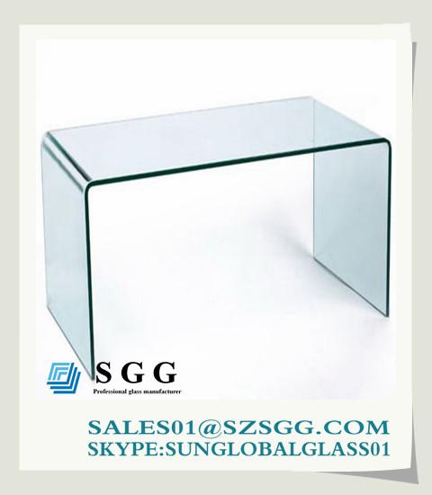 Quality hot bend glass computer table coffee table console table bent for sale