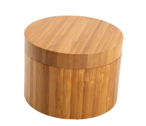 Quality 100% Bamboo Salt Box 8.5oz Spice Container With Magnetic Swivel Lid for sale