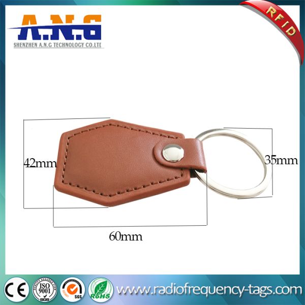 Custom 125khz 1 Rfid Key Fob , Printable Brown Leather Rfid Key Chain