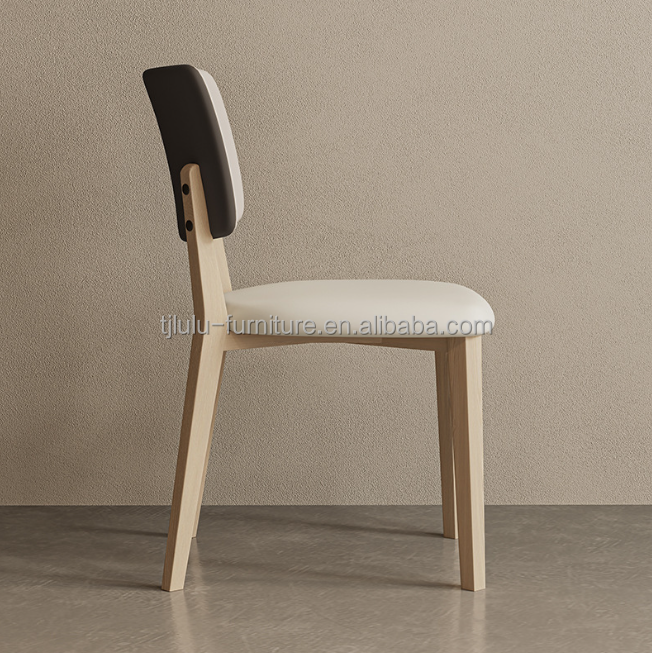 Hotel Dining Chairs W47*D48*H86CM Morden Nordic PU Leather Wood Chair for Dining Room Furniture Upholstered