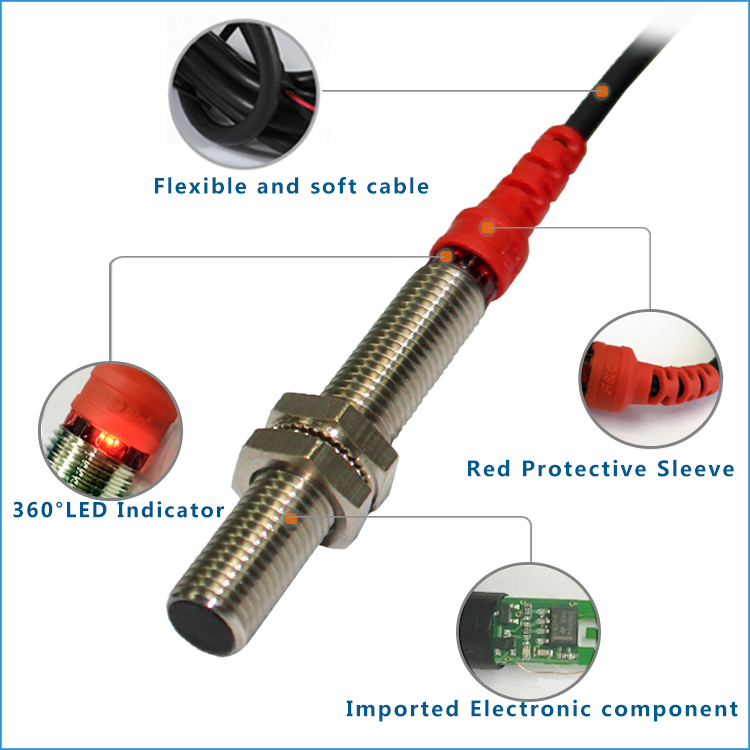 12V Flush 3 wires M8 NPN Proximity Sensor 2mm Sensing Long distance Type