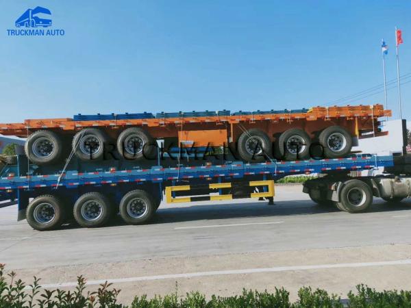 Quality 40" Flatbed 3 Axles  Container Semi Trailer 50 Tons Loading Capacity With Led Lights for sale