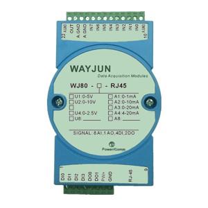 China WAYJUN WJ80 series 8-CH 4-20mA to Modbus TCP Network Data Acquisition module 3000V isolation on sale