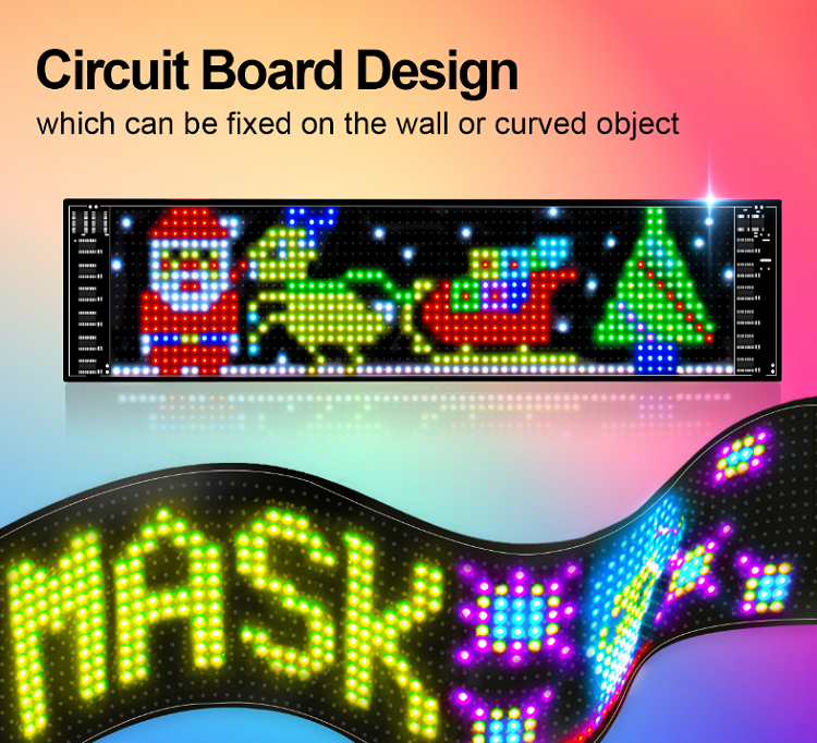 Outdoor Led Screen Waterproof Full Color Flexible Scrolling Flexible Car Led Light Sign Board Mobile Phone App Control Indoor