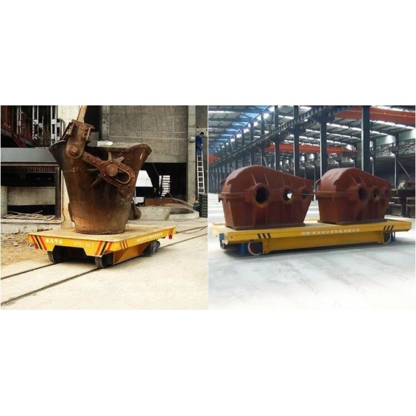 High Temperature Proof Material Handling Trolley , Molten Metal Motorized Rail Cart Anti Explosion