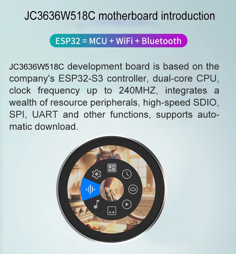 1.8 Inch Super Thin HMI Display Module with ST77916 Driver Wide Viewing Angle