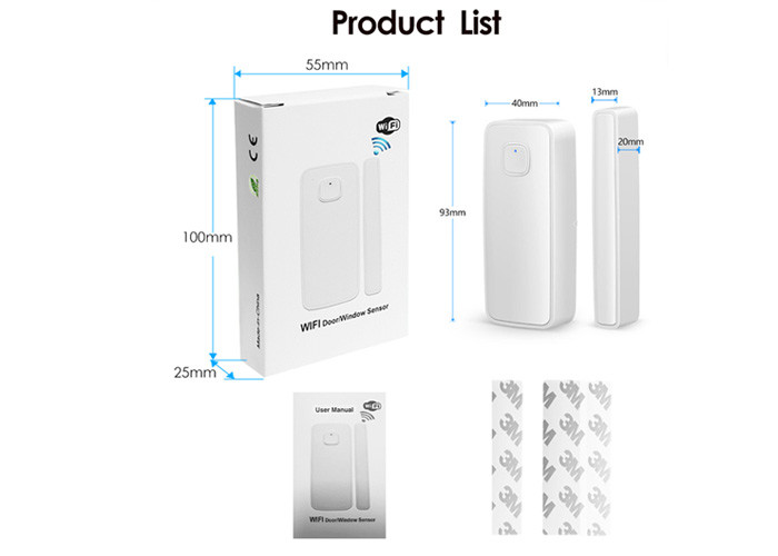 WiFi Wireless Door Window Sensor TUYA Smart Alarm with Free Notification APP Control Home Security Alarm System