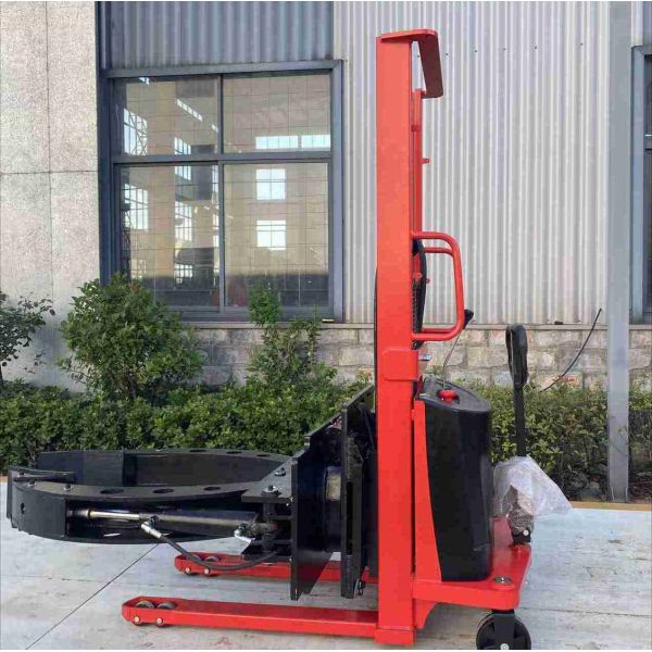 350kg 1700mm 1.7m Semi Electric Roll Stacker With Clamp Customized Rotation Angle