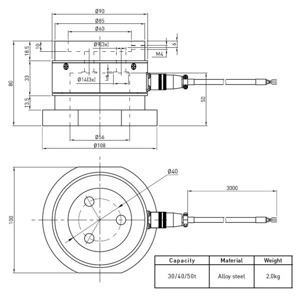 Alloy Steel Compression Load Cell Transducer For Industrial , High Precision