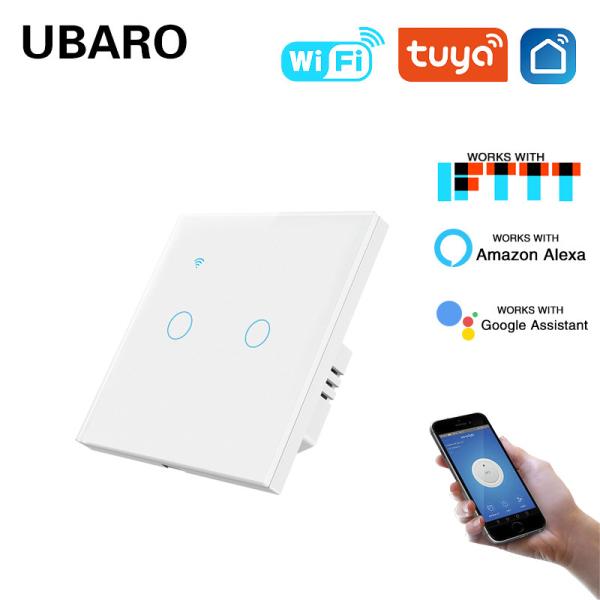 Quality EU 86 Type 2Gang Tempered Glass Smart WI-FI Switch Control Compatible with Voice Assistant Alexa Alice Need Neutral Wire for sale