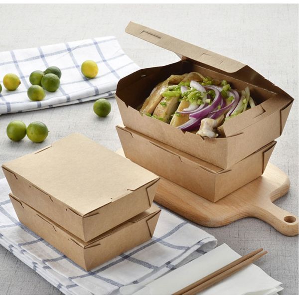 Food Grade Disposable Kraft Paper Box Paperboard Trays Packaging